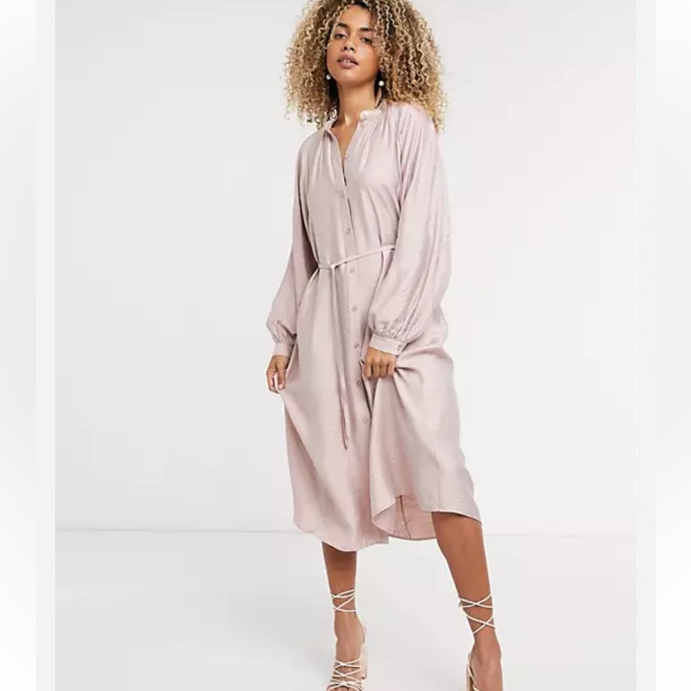 & Other Stories Dusty Pink Midi Dress Size M